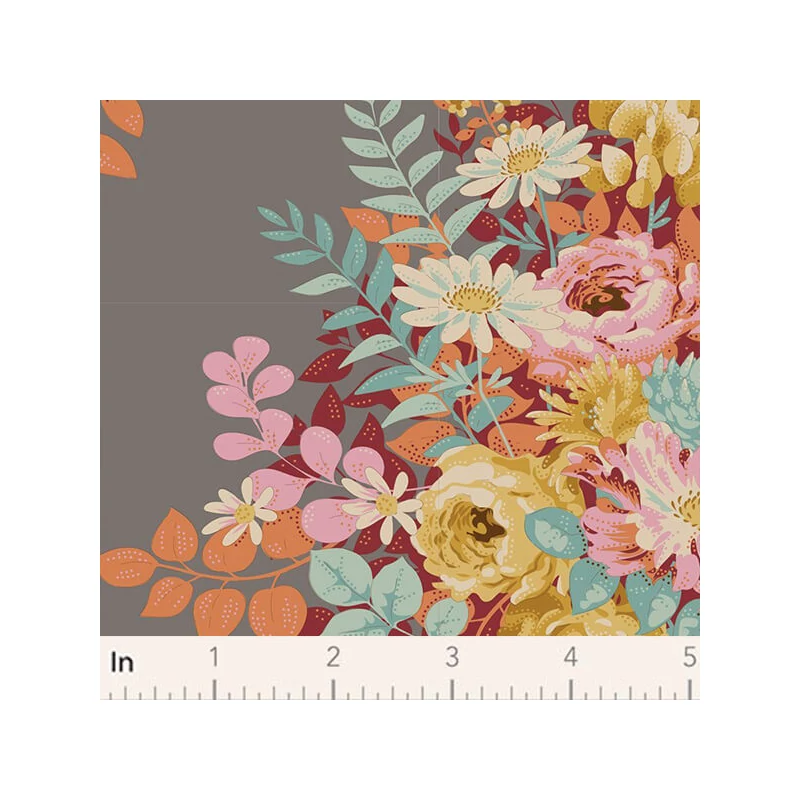 Patchworková tkanina - Tilda Chic Escape - Whimsyflower grey 100451