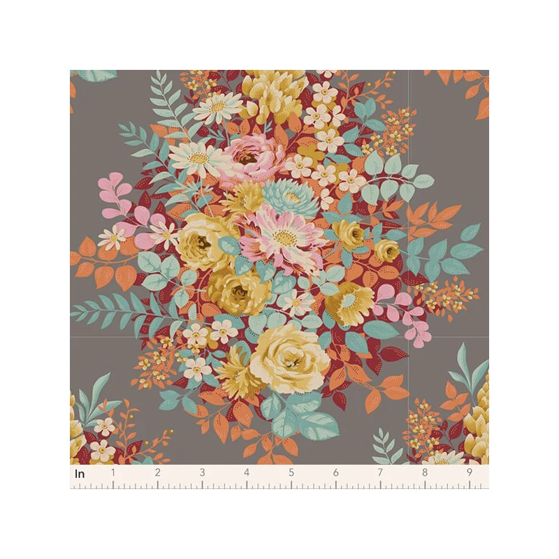 Patchworková tkanina - Tilda Chic Escape - Whimsyflower grey 100451