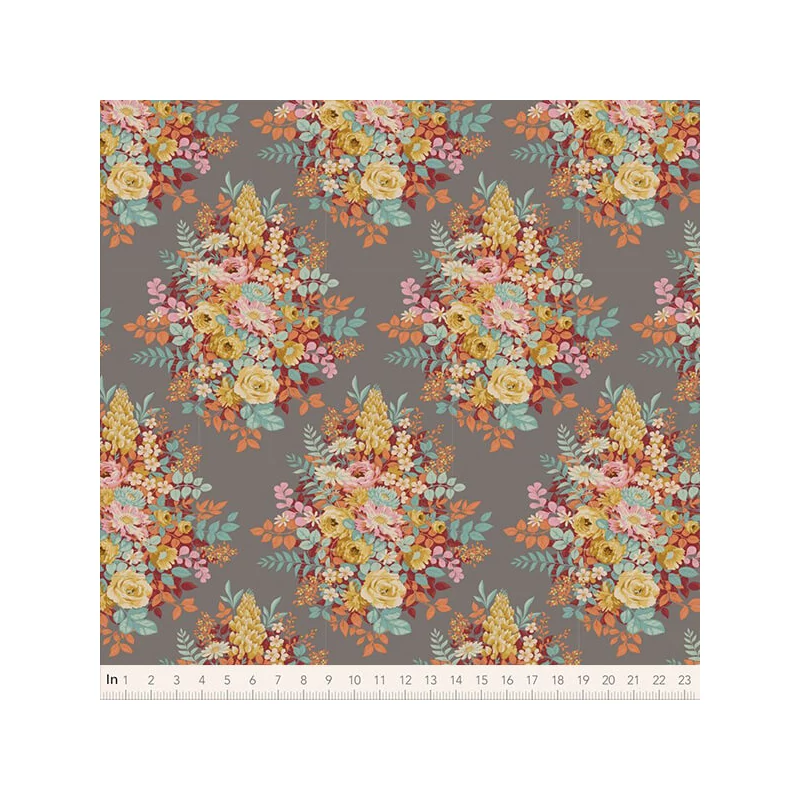 Patchworková tkanina - Tilda Chic Escape - Whimsyflower grey 100451