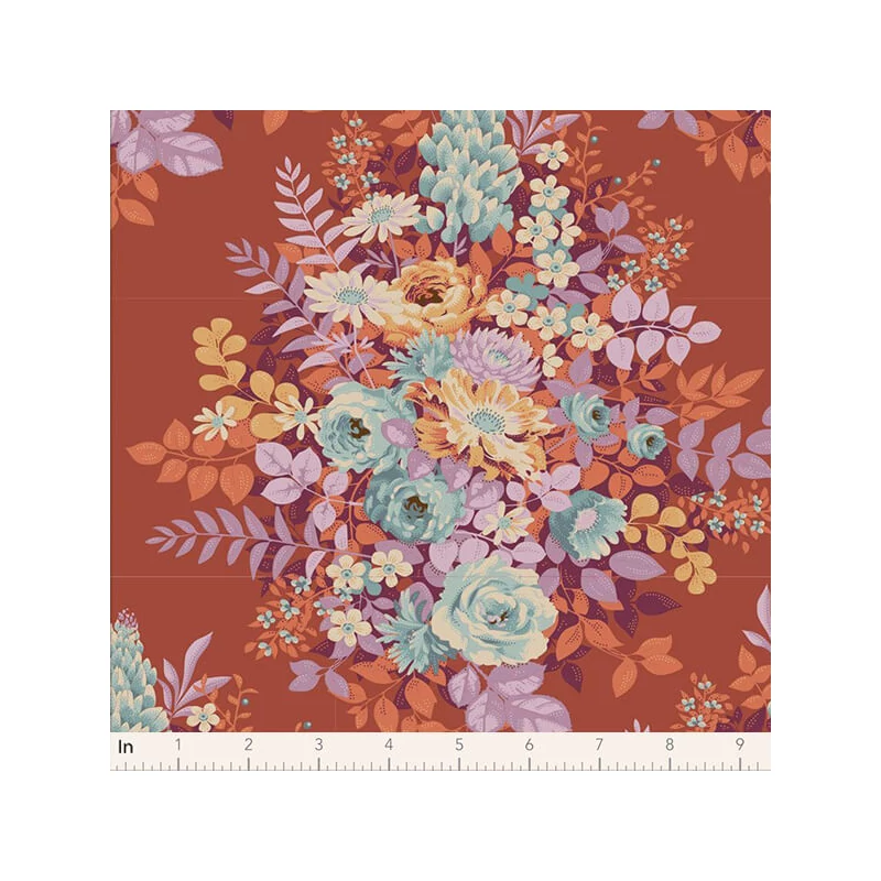 Patchworková tkanina - Tilda Chic Escape - Whimsyflower rust 100458