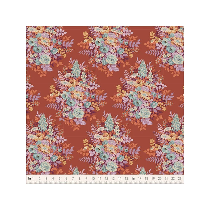 Patchworková tkanina - Tilda Chic Escape - Whimsyflower rust 100458