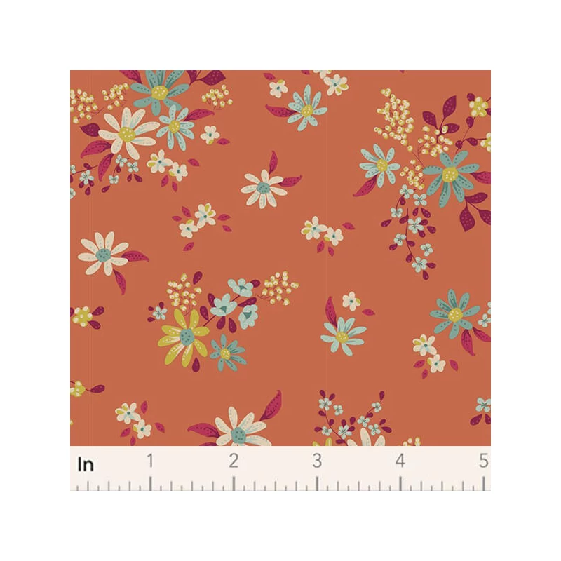 Patchworková tkanina - Tilda Chic Escape - Daisyfield ginger 110056