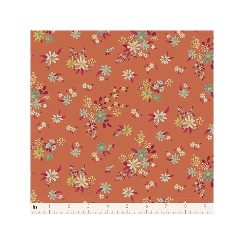 Patchworková tkanina - Tilda Chic Escape - Daisyfield ginger 110056