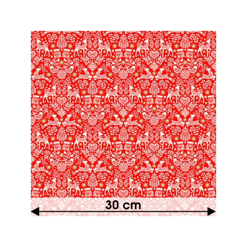 Patchworková tkanina - Makower - Christmas Scandi Folk Red  2459-R
