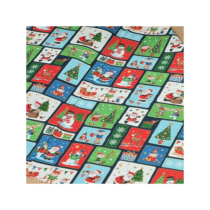 Patchworková tkanina - Makower - Christmas 23 Santa Blocks  2583-1 Panel, 30cm