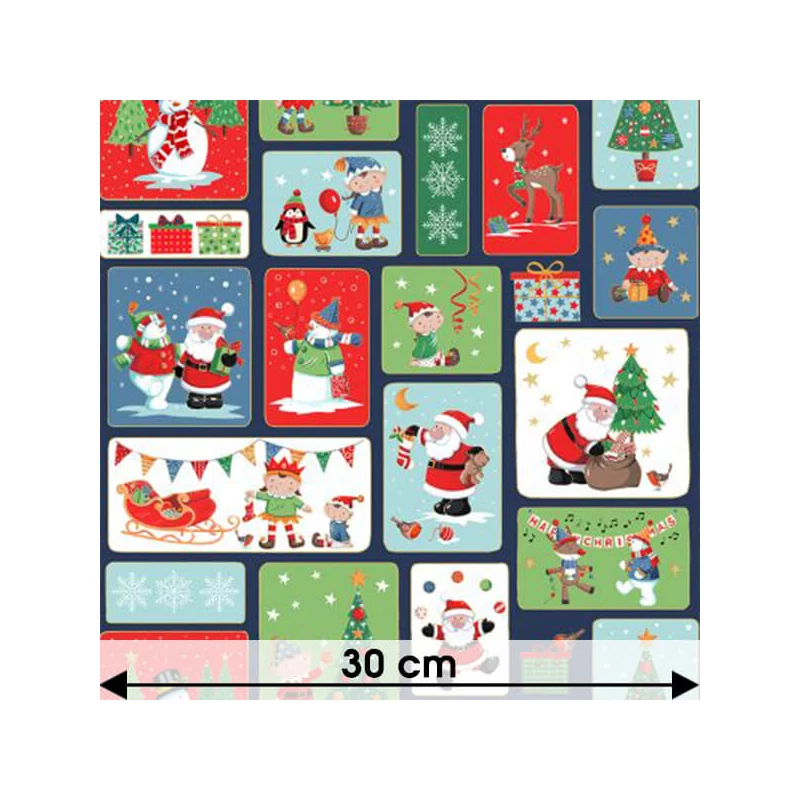 Patchworková tkanina - Makower - Christmas 23 Santa Blocks  2583-1 Panel, 30cm