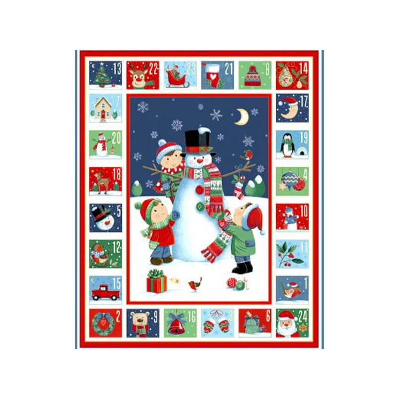 Patchworková tkanina - Makower - Christmas 23 Advent Santa Snowman  2589-1 Panel, 60cm