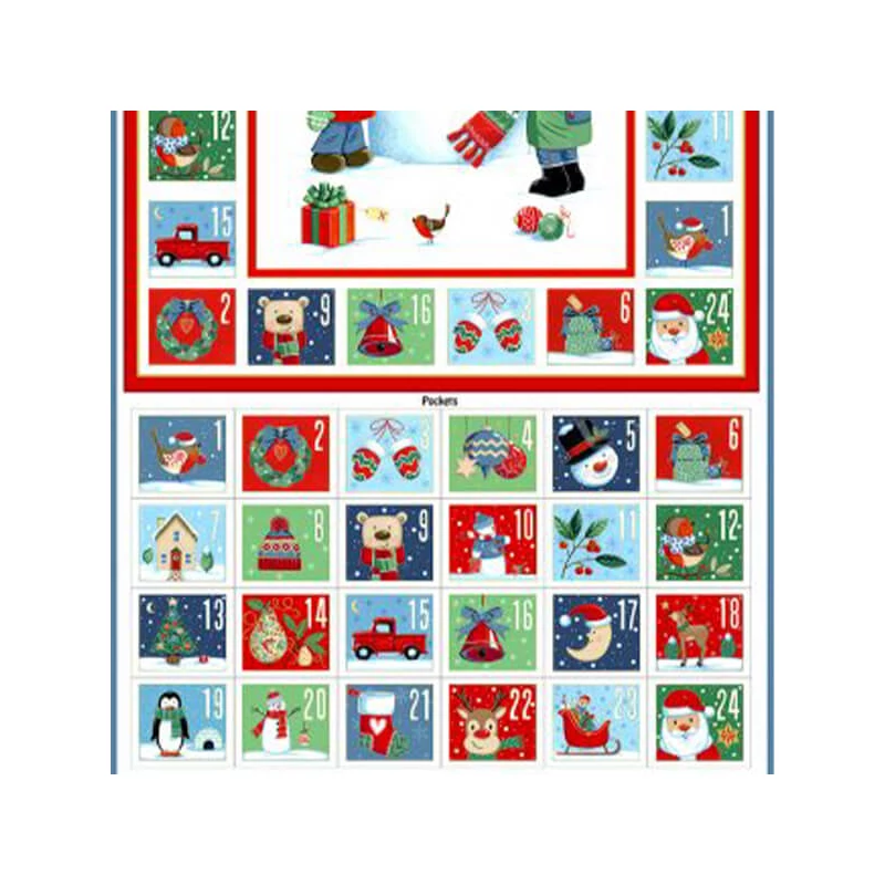 Patchworková tkanina - Makower - Christmas 23 Advent Santa Snowman  2589-1 Panel, 60cm