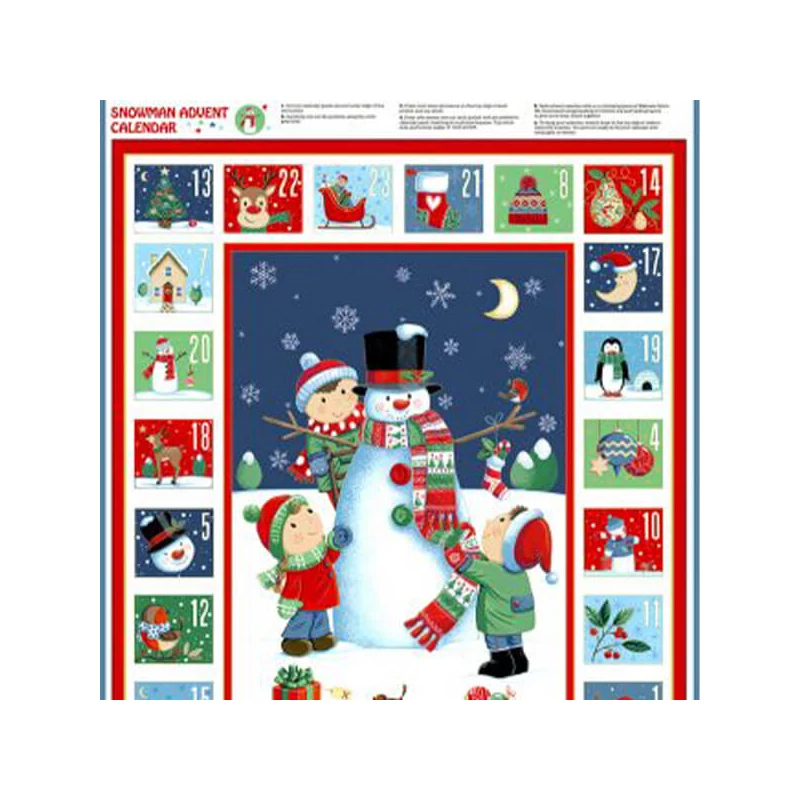 Patchworková tkanina - Makower - Christmas 23 Advent Santa Snowman  2589-1 Panel, 60cm