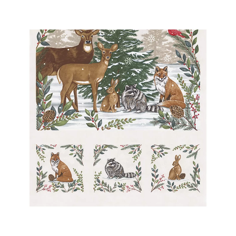 Patchworková tkanina - Moda - Woodland Winter by Deb Strain 56099-11 Panel, 60 cm