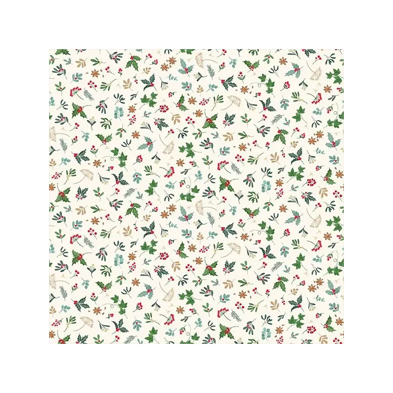 Patchworková tkanina - Makower - Good Tidings Sprig Cream 105/Q