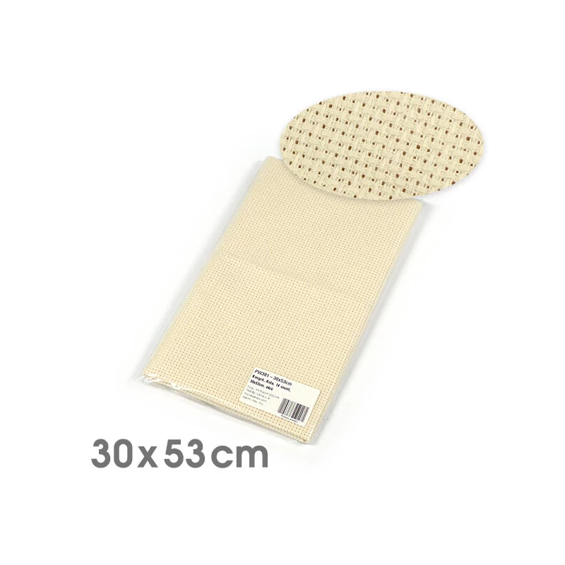 Kongré, krížikové vyšívacie plátno Aida, 14 count - ecru, 30x53 cm