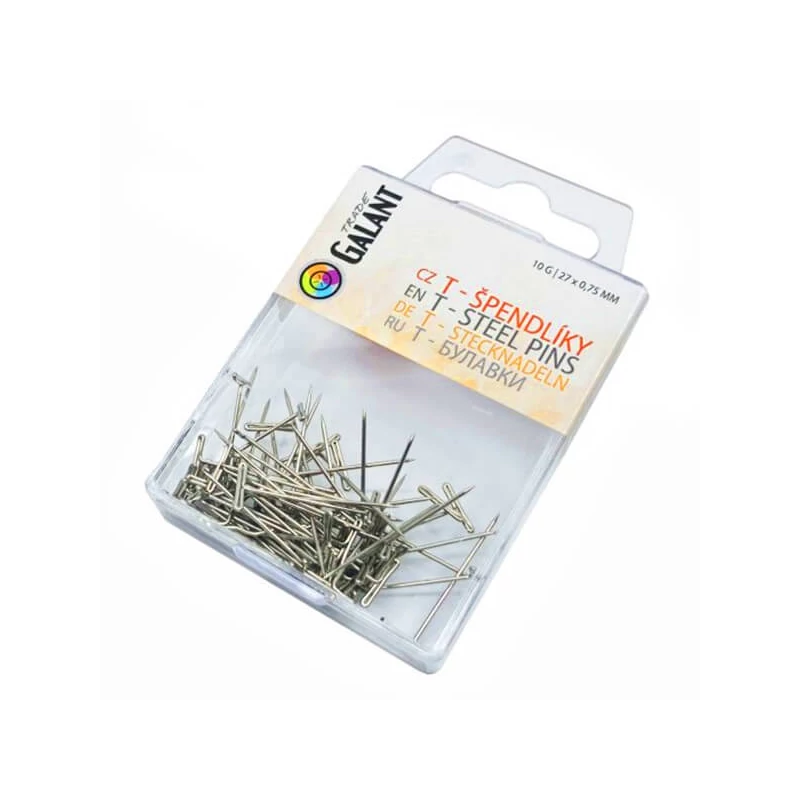 Sada špendlíkov T, 0,75 x 27 mm, 10 g, v plastovej krabičke