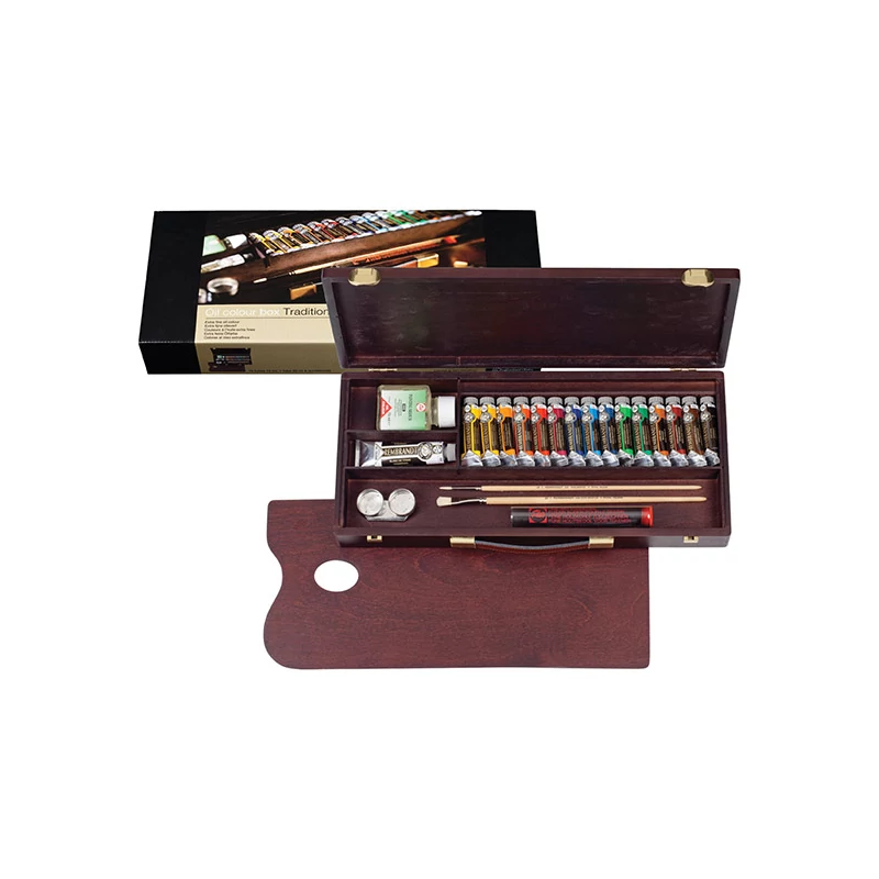 Sada olejových farieb Talens Rembrandt - 15x15 ml + 1x40 ml + doplnky, v drevenej krabičke