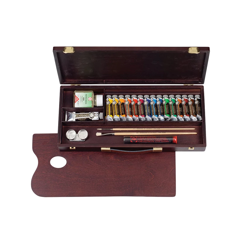 Sada olejových farieb Talens Rembrandt - 15x15 ml + 1x40 ml + doplnky, v drevenej krabičke