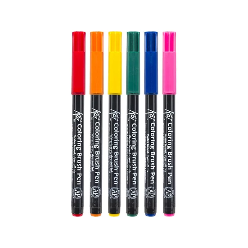 Sada štetcových popisovačov Sakura Koi Brush - 6 ks, Bright