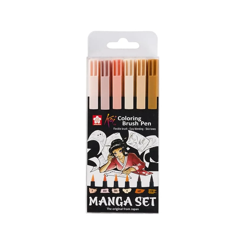 Sada štetcových popisovačov Sakura Koi Brush - 6 ks, Manga Set