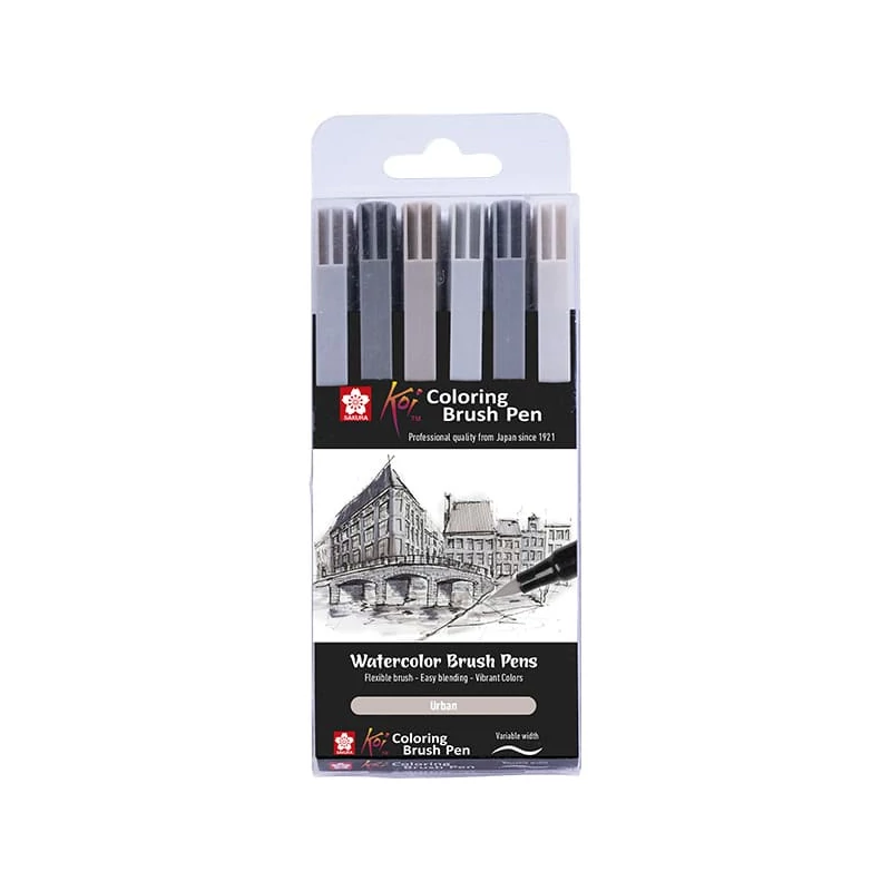 Sada štetcových popisovačov Sakura Koi Brush Pen - 6 ks, Urban