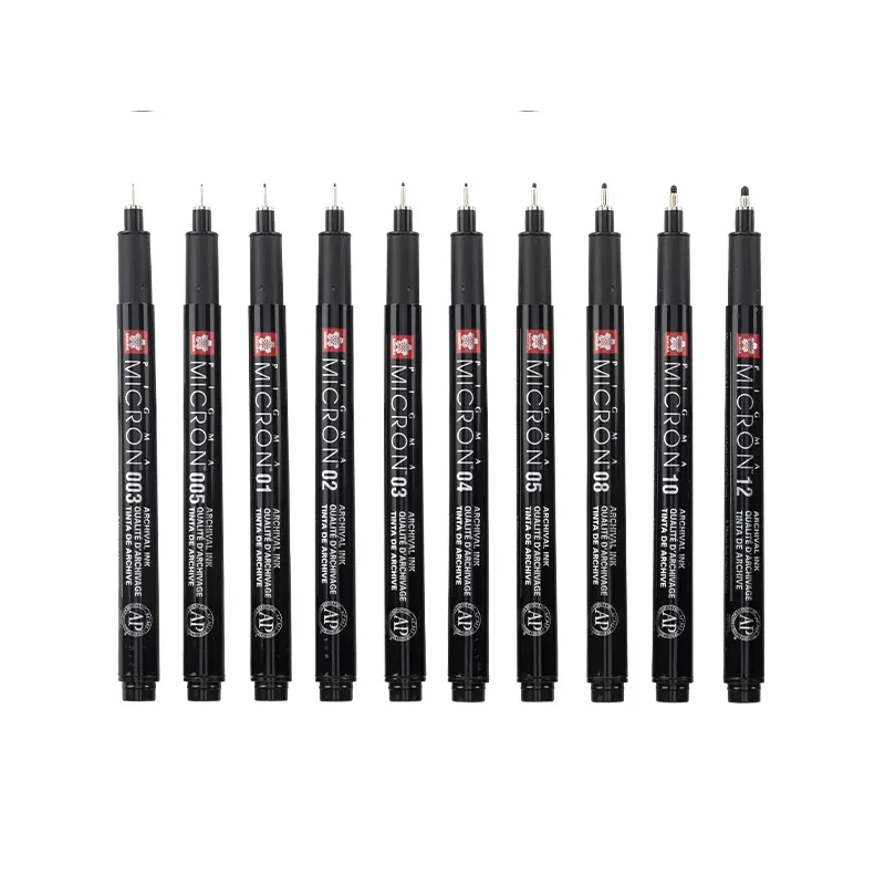 Sada technických kresliacich pier Sakura Pigma Micron - sada 10 ks + peračník, Black Edition