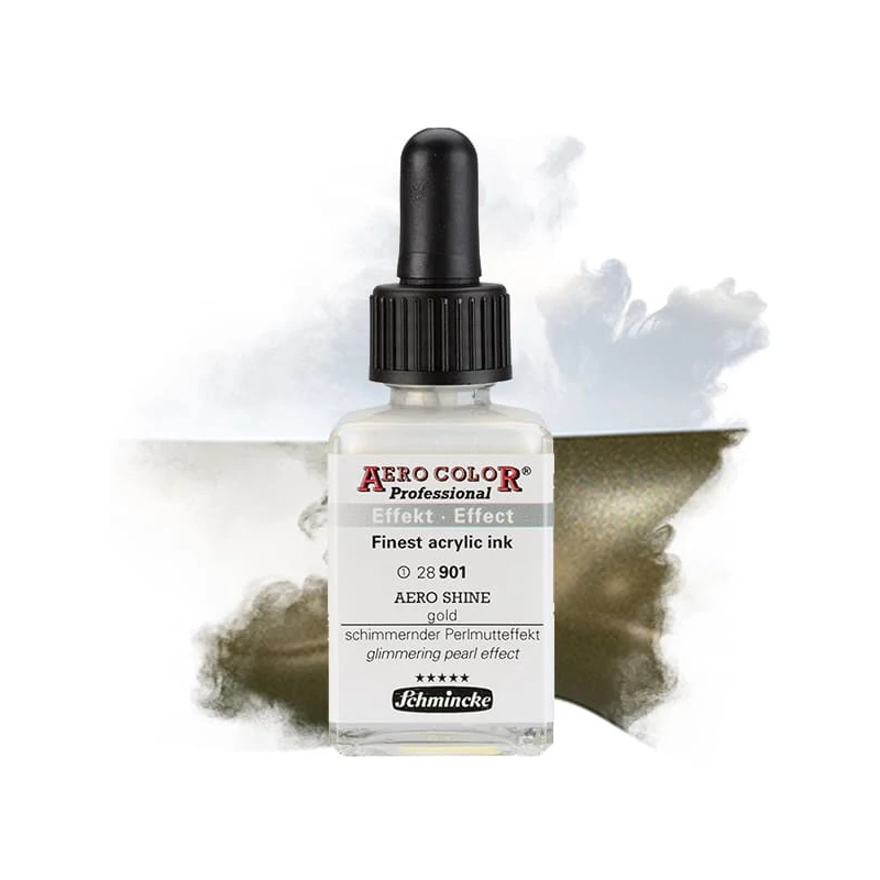 Farba do retušovacieho pištoľa Schmincke AERO COLOR Professional, 28 ml - 901, AERO SHINE gold