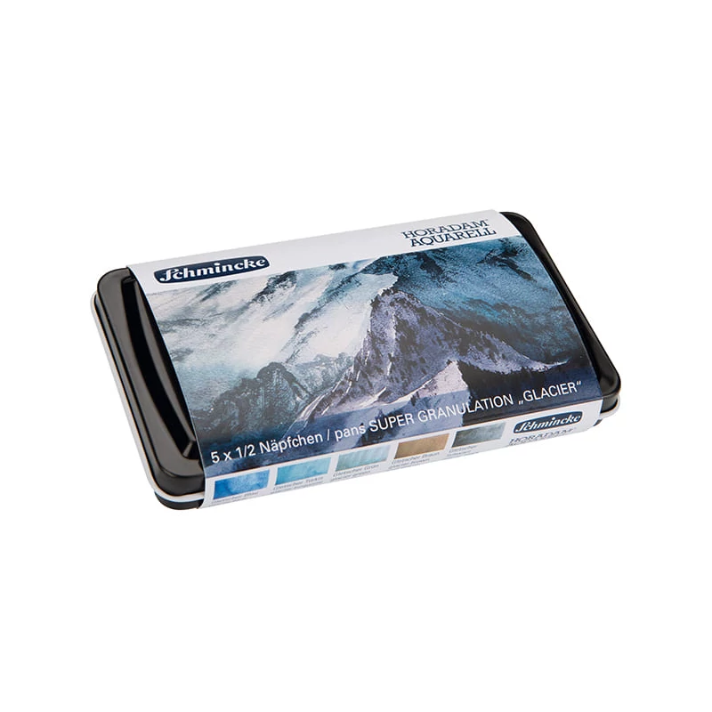 Sada akvarelových farieb Schmincke Horadam, super granulačná - 5x1/2 panvičiek + štetec, Glacier