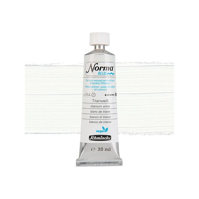 Vegánska olejová farba na vodnej báze Schmincke Norma Blue, 35 ml - 114, titanium white