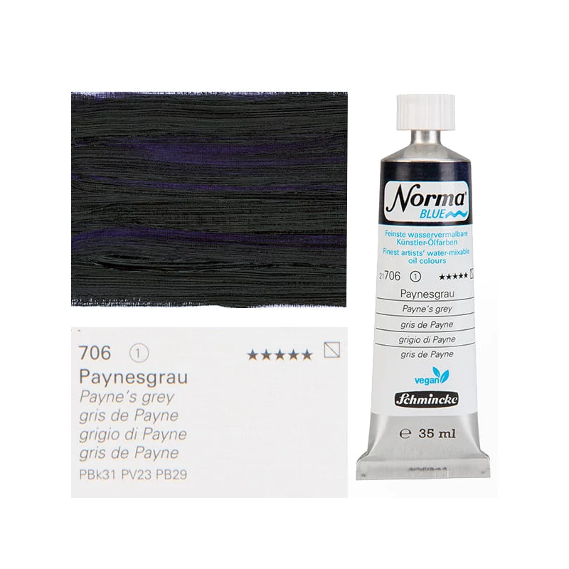 Vegánska olejová farba na vodnej báze Schmincke Norma Blue, 35 ml - 706, payne's grey