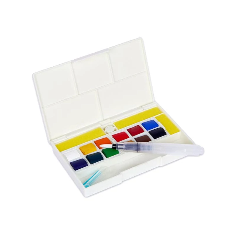 Sada akvarelových farieb Sennelier la petite Aquarelle - 12x1/2 panvičiek + štetec s nádržkou na vodu, Hands-free