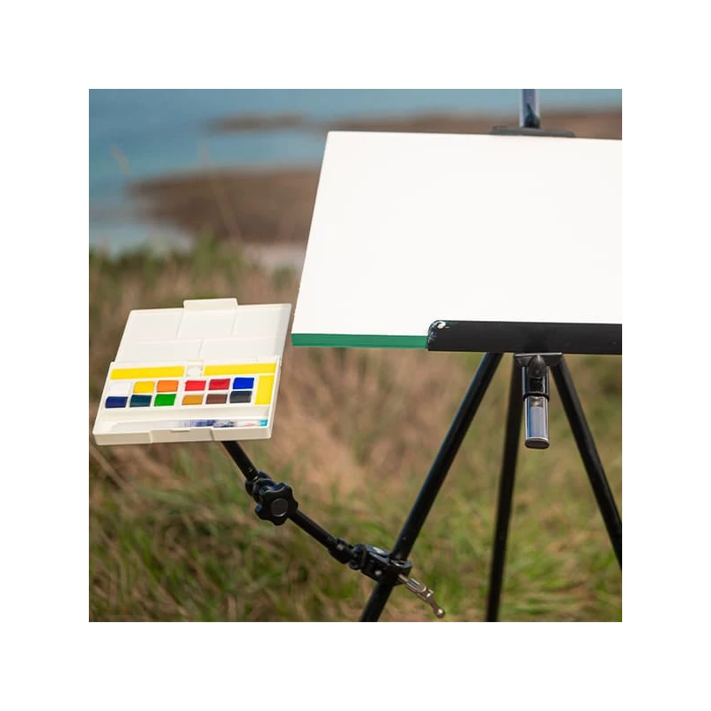 Sada akvarelových farieb Sennelier la petite Aquarelle - 12x1/2 panvičiek + štetec s nádržkou na vodu + magic arm, Hands-free