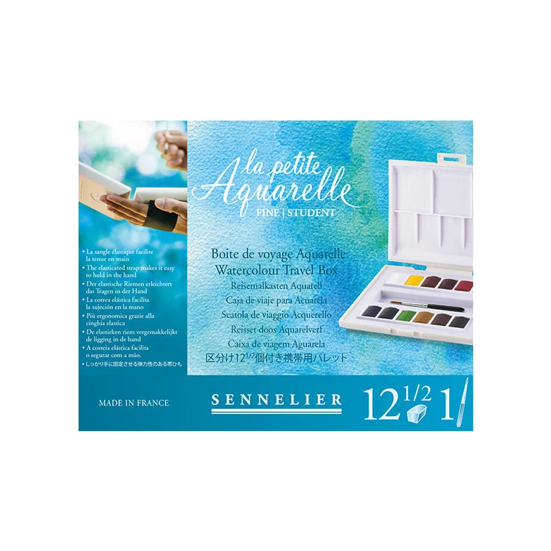 Sada akvarelových farieb Sennelier la petite Aquarelle, 12x1/2 panvičiek + štetec