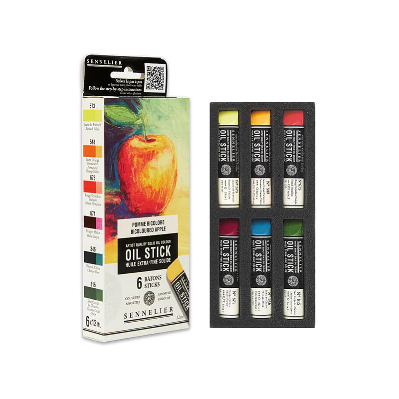 Sada olejových farieb v tvare tyčinky Sennelier Oil Stick - 6x12 ml, bicoloured apple