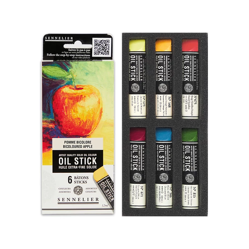 Sada olejových farieb v tvare tyčinky Sennelier Oil Stick - 6x12 ml, bicoloured apple