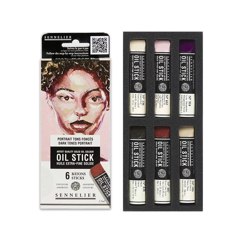 Sada olejových farieb v tvare tyčinky Sennelier Oil Stick - 6x12 ml, dark tones portrait