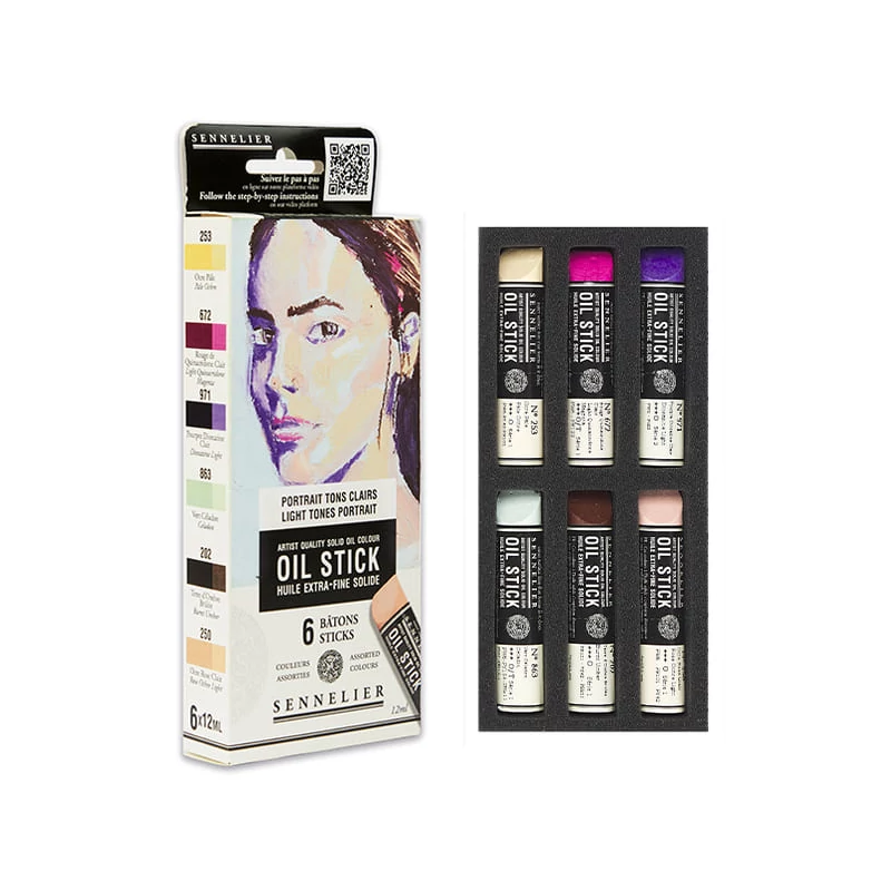 Sada olejových farieb v tvare tyčinky Sennelier Oil Stick - 6x12 ml, light tones portrait