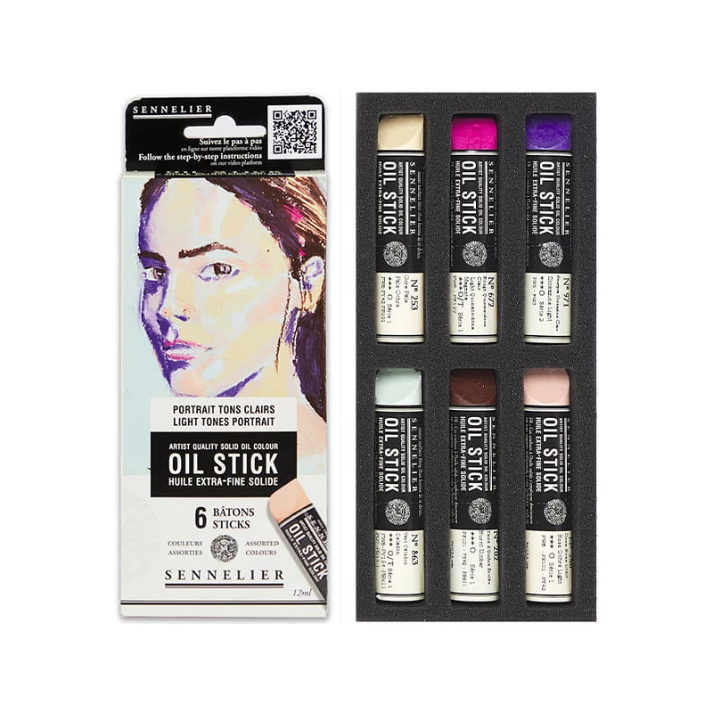 Sada olejových farieb v tvare tyčinky Sennelier Oil Stick - 6x12 ml, light tones portrait