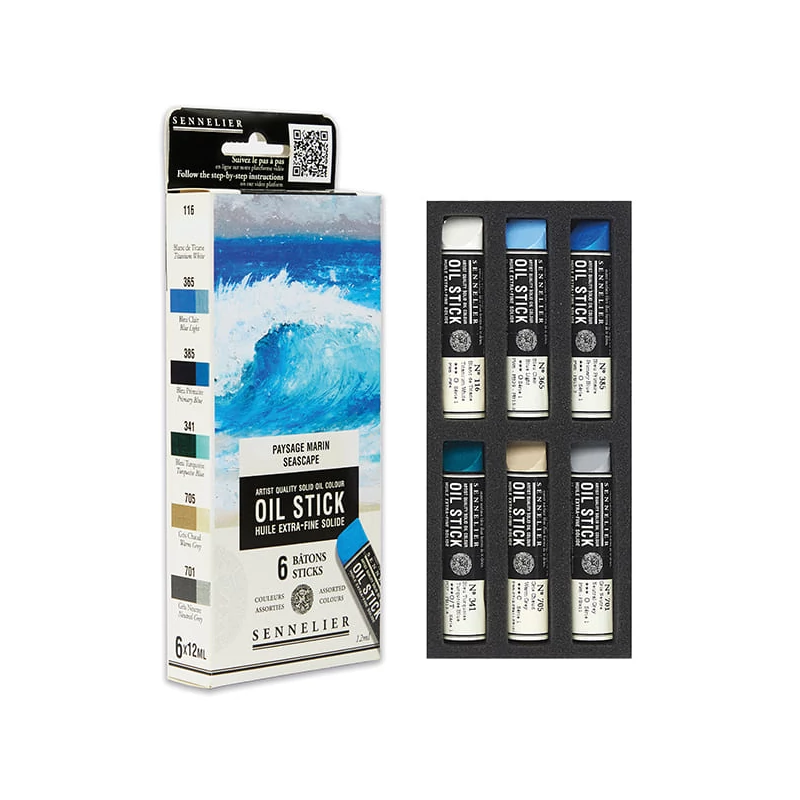 Sada olejových farieb v tvare tyčinky Sennelier Oil Stick - 6x12 ml, seascape