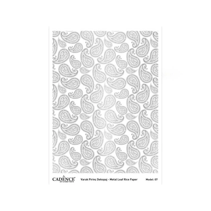 Ryžový papier, Cadence, strieborná metalíza, A3 - paisley
