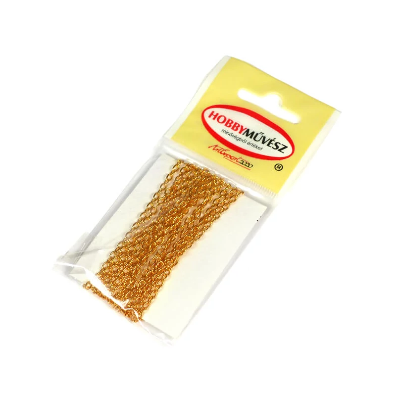 Kovová retiazka na výrobu šperkov, 2 m - zlatá farba, 2x1,5 mm