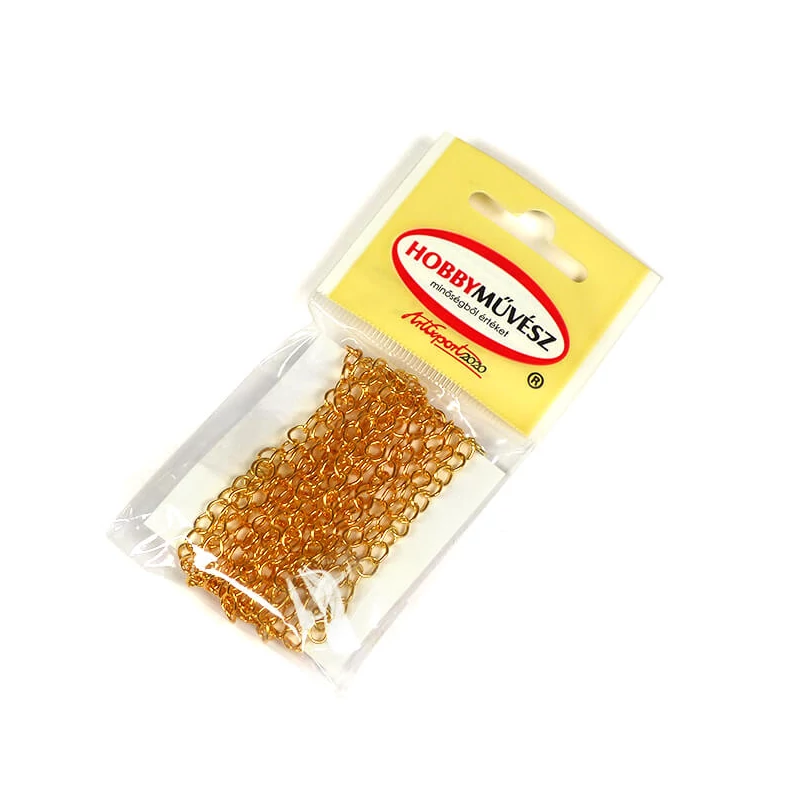 Kovová retiazka na výrobu šperkov, 2 m - zlatá farba, 4x5 mm
