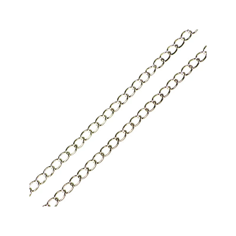 Kovová retiazka na výrobu šperkov, 2 m - rodium, 3x6 mm
