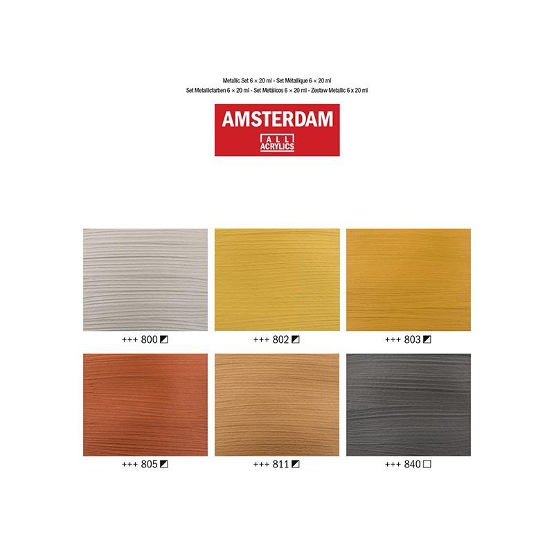 Sada akrylových farieb Talens Amsterdam - 6x20 ml, metalické farby