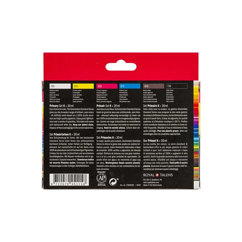 Sada akrylových farieb Talens Amsterdam - 6x20 ml, základné farby
