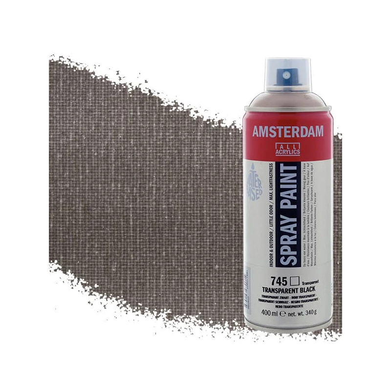 Akrylová farba v spreji na vodnej báze Talens Amsterdam, 400 ml - 745, black transparent