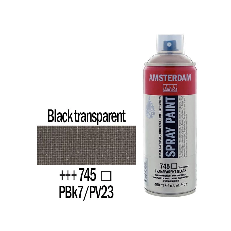 Akrylová farba v spreji na vodnej báze Talens Amsterdam, 400 ml - 745, black transparent