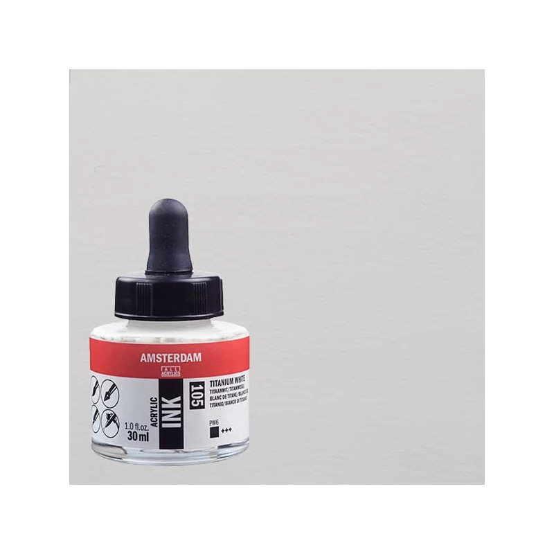 Akrylový atrament Talens Amsterdam, 30 ml - 105, titanium white