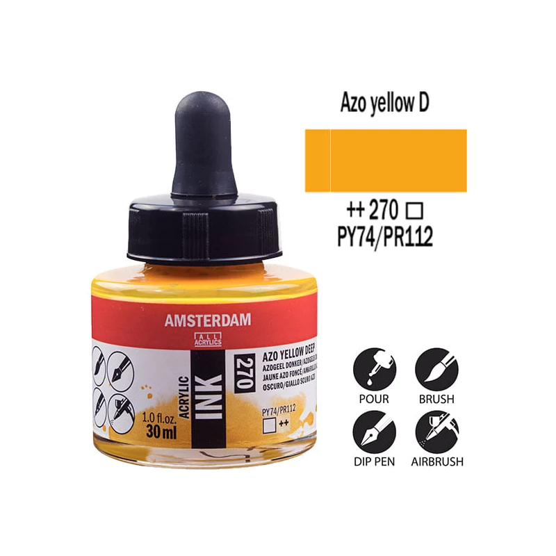 Akrylový atrament Talens Amsterdam, 30 ml - 270, azo yellow deep