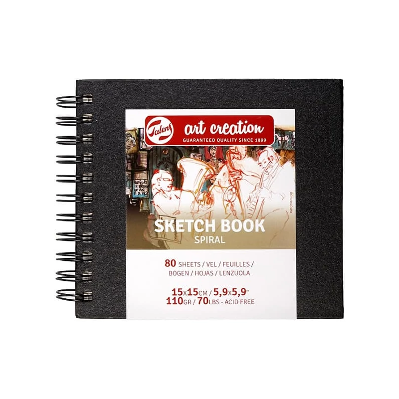 Bodkovaný náčrtník a skicár Talens Art Creation Sketch Book, 110 g, špirálový - 15x15 cm