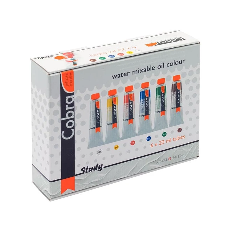 Sada olejových farieb na vodnej báze Talens Cobra Study, 6x20 ml