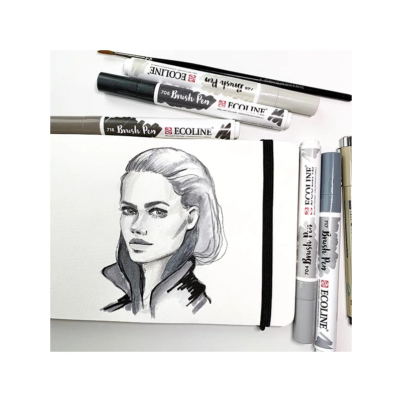Akvarelový popisovač Talens Ecoline Brush Pen - 700, black