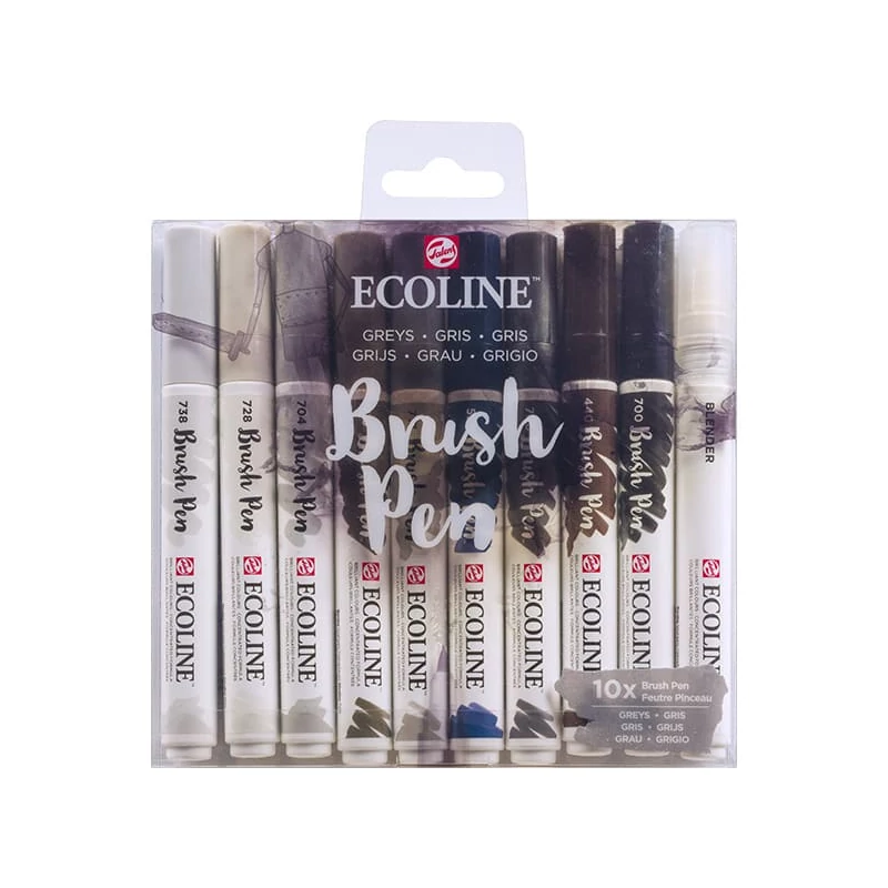 Sada akvarelových popisovačov Talens Ecoline Brush Pen - 10 ks, Grey
